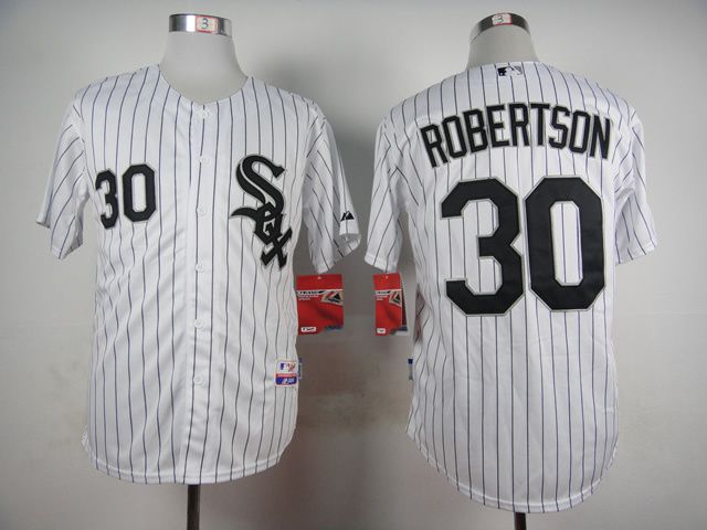 Men Chicago White Sox #30 Robertson White MLB Jerseys->chicago white sox->MLB Jersey